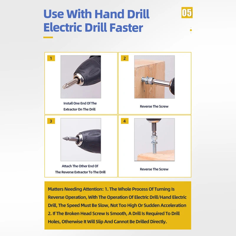 Extractor de Tornillos Dañados – Set 4/5/6 piezas, Acero HSS, Broca de Centrado | Taller Náutico