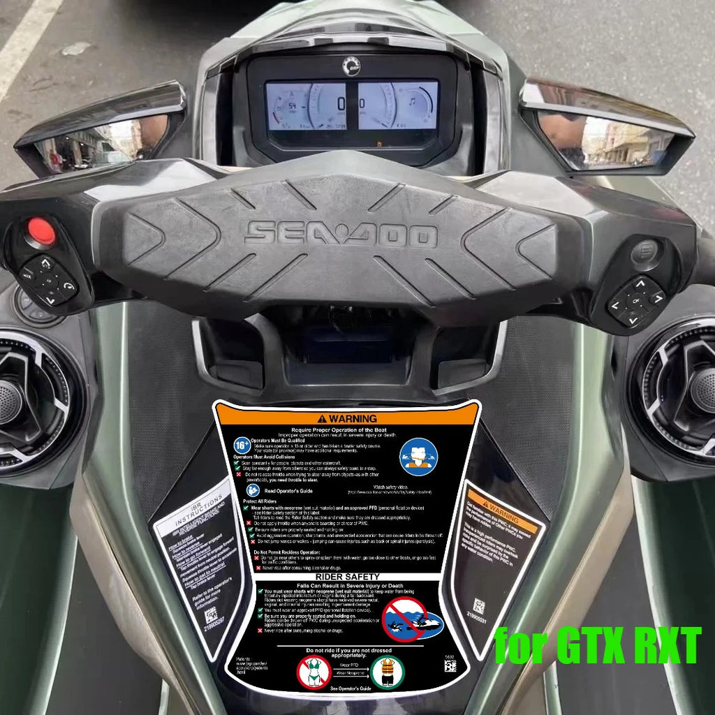 Stickers Avertissement Sea-Doo – Décalcomanie Boite à Gants Spark GTX RXT RXP (2014-2026)