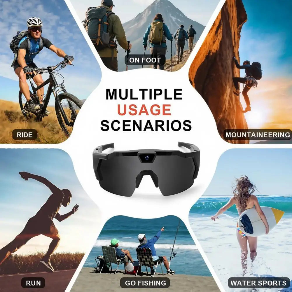 Lunettes connectées caméra intégrée 4K – Vidéo 1080P, Photo 12MP, Wi-Fi | Sport & Outdoor