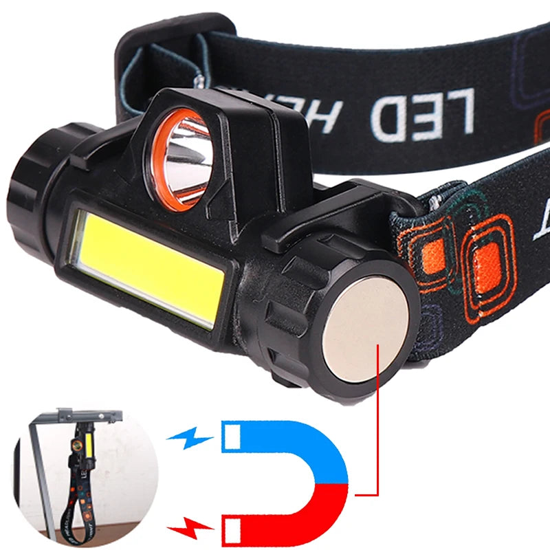 Rechargeable USB COB LED Headlamp – 2000 lm, 6 Modes, Waterproof | Camping, Fishing, Boating