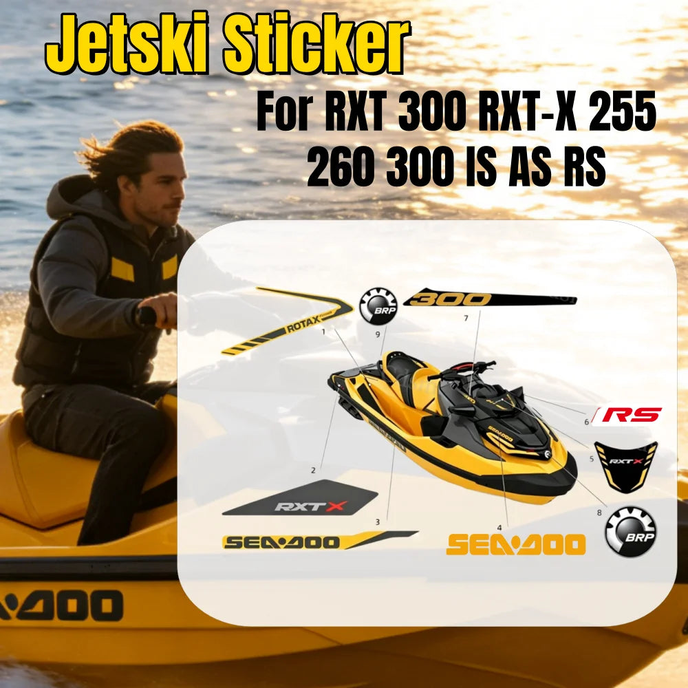 Stickers Vinyle Sea-Doo RXT 300 – Décalcomanies Jet Ski Waterproof BRP RXT-X AS RS