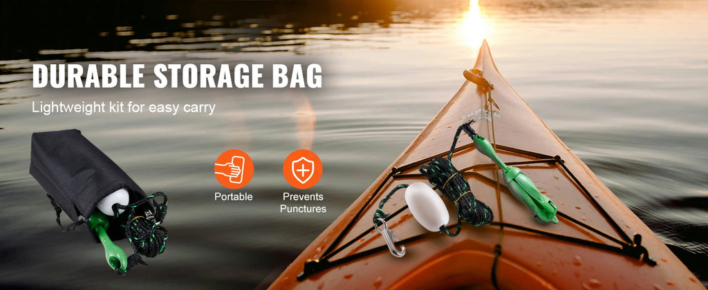 Kit d’Ancre Pliable 1,6 kg pour Jet Ski, Bateau – Corde 8 m, Flotteur et Sac Inclus