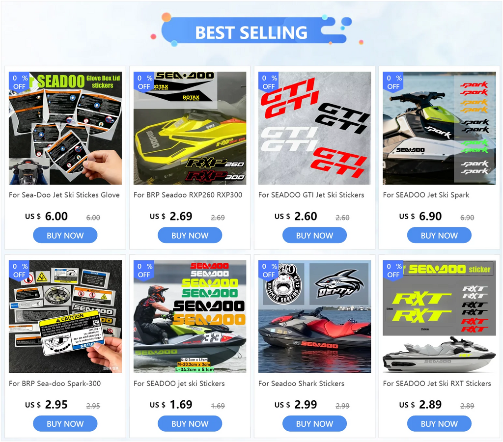 Kit Stickers Réfléchissants Sea-Doo Spark 300 – Décalcomanies Étanches BRP