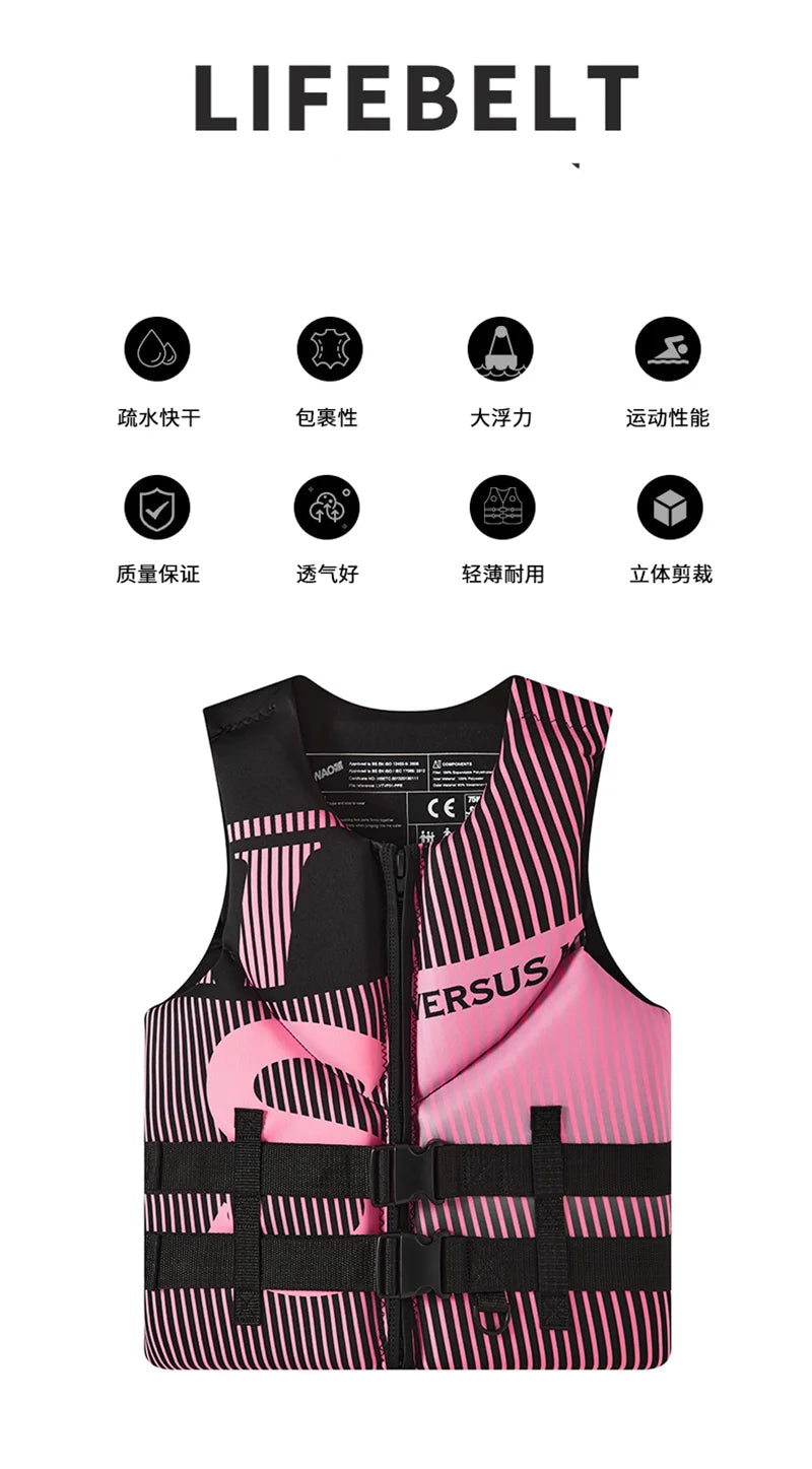Giubbotto di Galleggiamento Adulto in Neoprene Rosa – Super Galleggiabilità – Jet Ski, Kayak, Surf | S a 2XL
