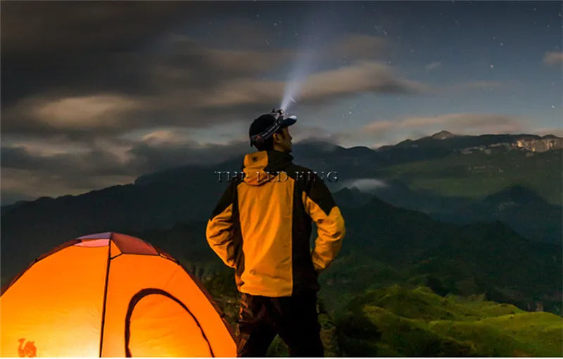 Lampe Frontale LED COB Rechargeable USB – 2000 lm, 6 Modes, Waterproof | Camping, Pêche, Nautique