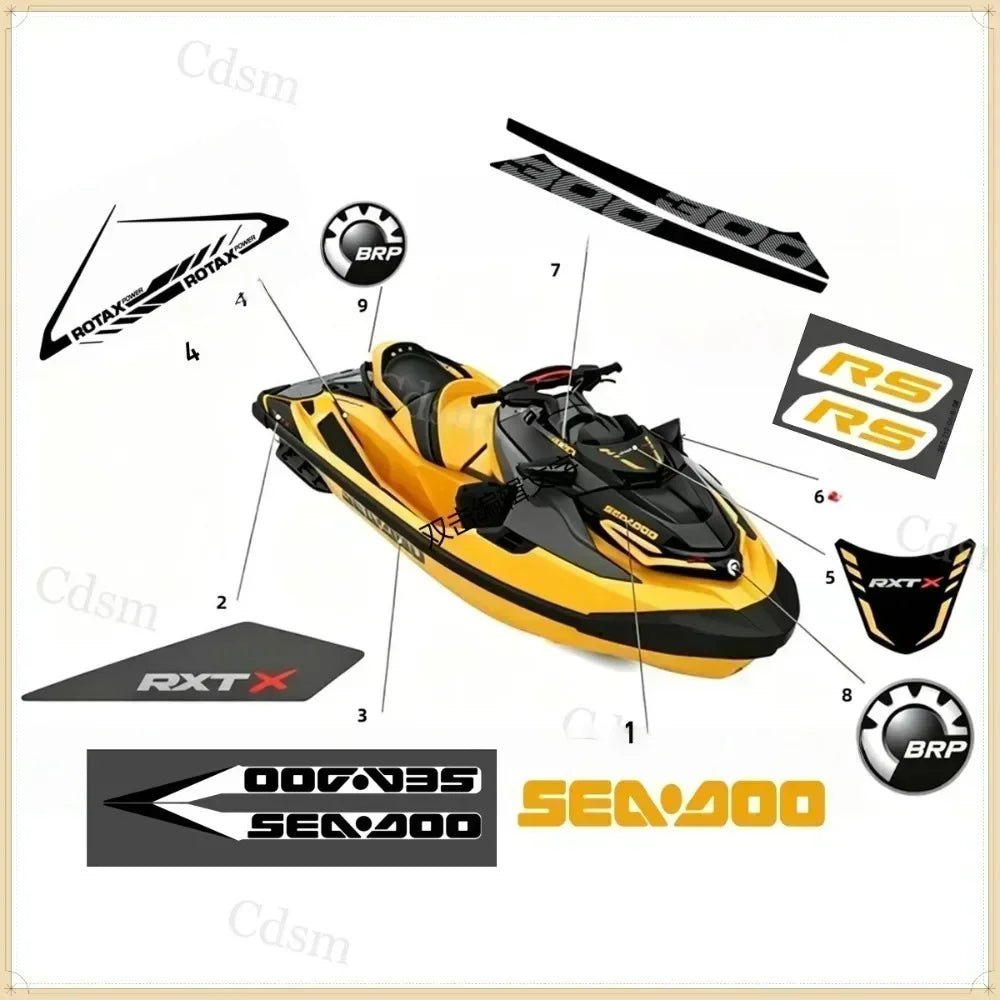 Stickers Vinyle Sea-Doo RXT 300 – Décalcomanies Jet Ski Waterproof BRP RXT-X AS RS
