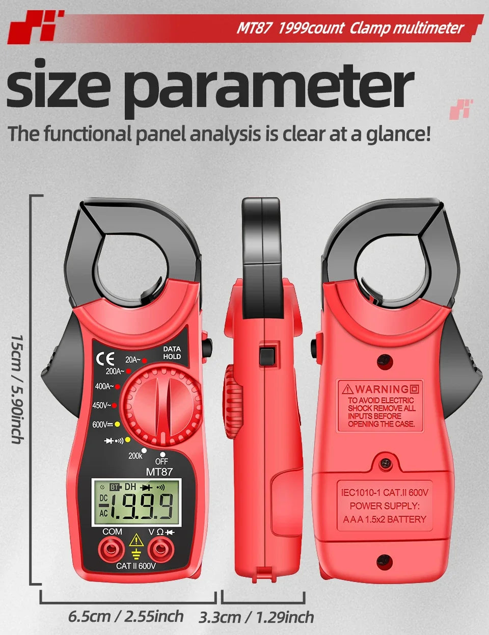Digital Clamp Meter Multimeter High Precision