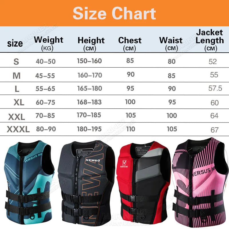 Giubbotto di Galleggiamento in Neoprene – Comp Vest / Impact Vest – Jet Ski, Surf, Kayak, Wakeboard