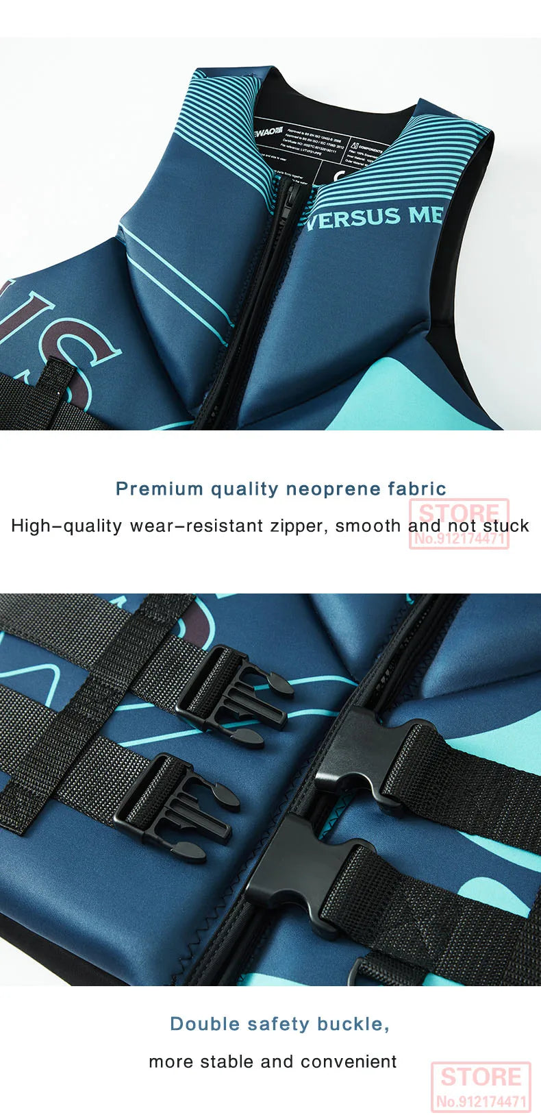 Gilet de Flotabilité Adulte Néoprène – CE – Jet Ski, Kayak, Surf, Rafting