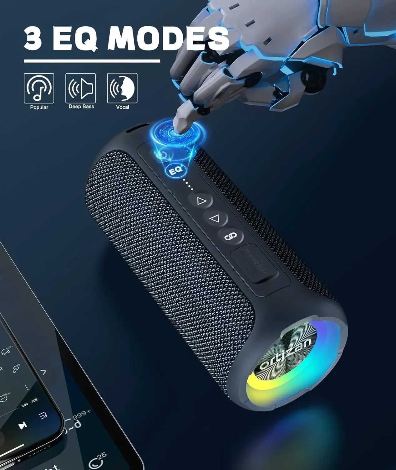 Enceinte Bluetooth Portable Ortizan X8 Pro – 40W, IPX7, RGB, 30h d'autonomie