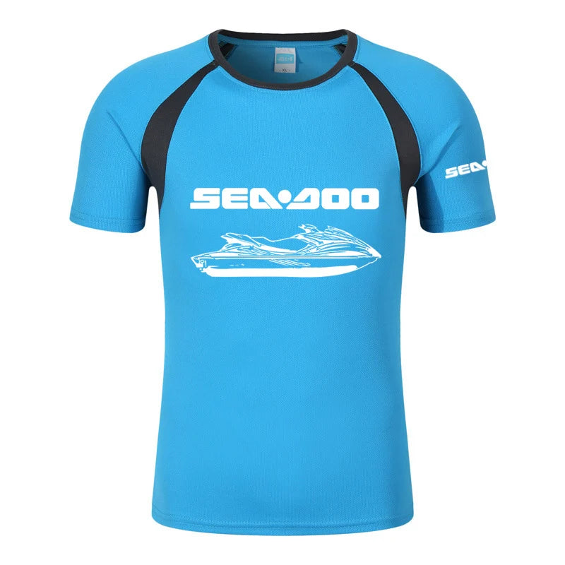Camiseta Raglán – Cuello Redondo Estampado – Logotipo y Moto Acuática SEADOO