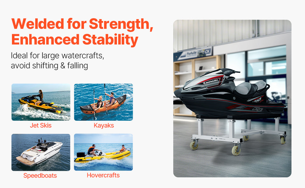 Chariot de Mise à l'Eau Jet Ski VEVOR 816 kg – Dolly PWC avec 4 Roulettes