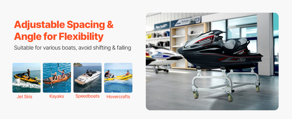 Chariot de Mise à l'Eau Jet Ski VEVOR 454kg /590 kg – Dolly PWC Ajustable